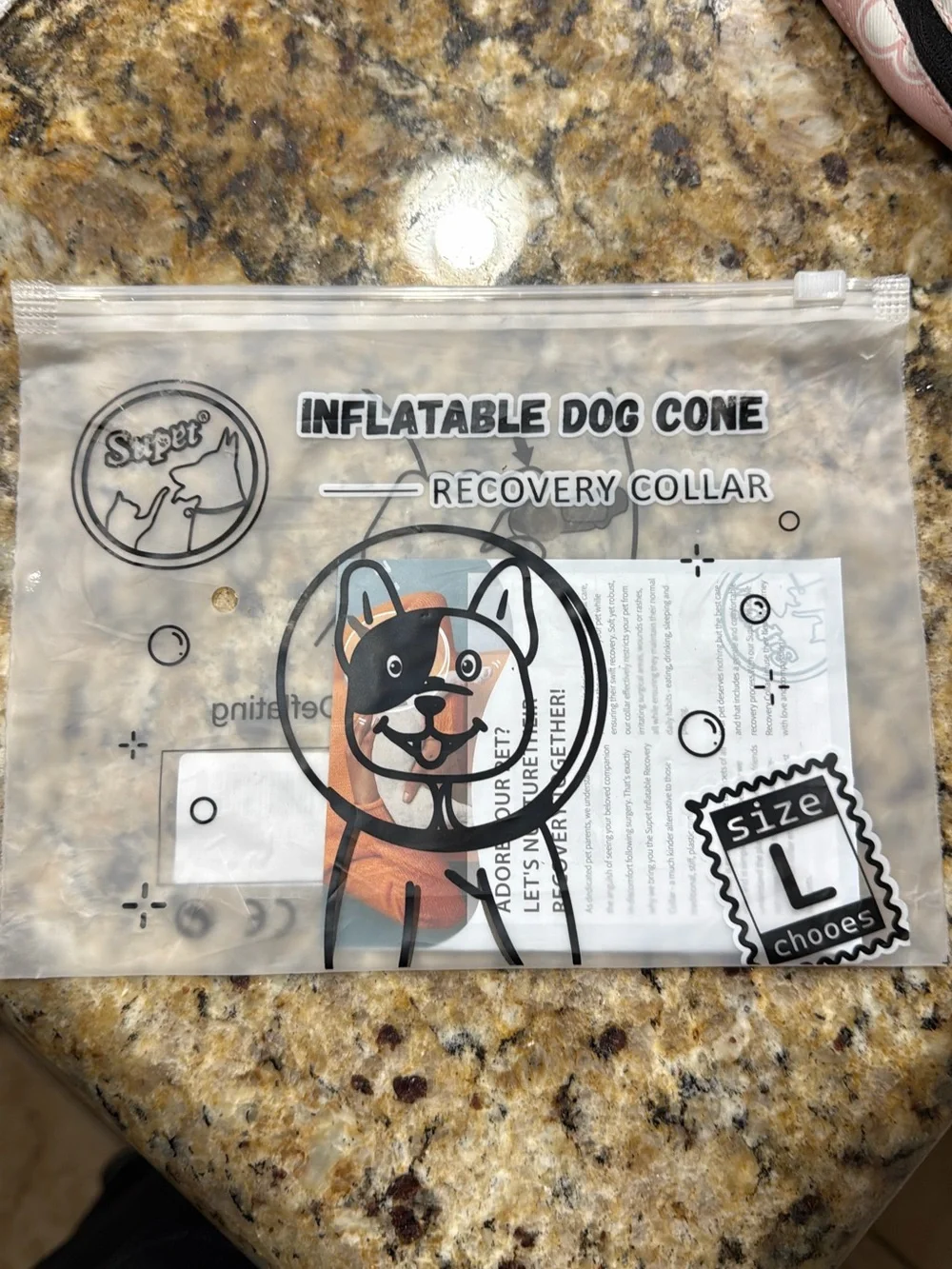 Pink Paw-Print Inflatable Dog Cone